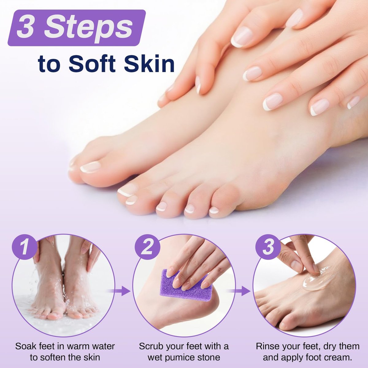 RAQEHO 20 Small Pumice Stone for Feet - 3.6 x 1.8 x 0.47 Inch Purple Foot Pumice Stone Foot Filer Pedicure Scrubber for Callus Removal Foot Care Spa Products for Dark Elbows Hard Skin Exfoliating - görsel 11