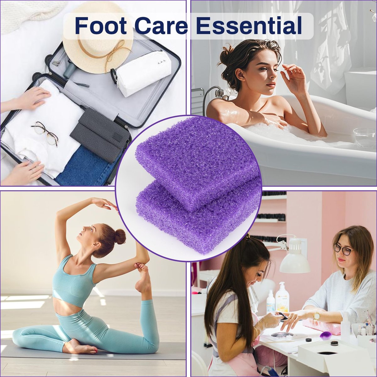 RAQEHO 20 Small Pumice Stone for Feet - 3.6 x 1.8 x 0.47 Inch Purple Foot Pumice Stone Foot Filer Pedicure Scrubber for Callus Removal Foot Care Spa Products for Dark Elbows Hard Skin Exfoliating - görsel 13