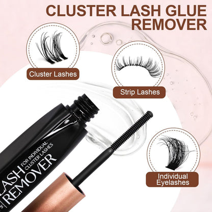 Pretty Memory Eyelash Glue Remover for Cluster & Individual Lashes – 5ml Gentle Liquid Remover with Spiral Brush for Precise Root Application, Fast Bond Dissolving in Seconds, At-Home Self Use Only