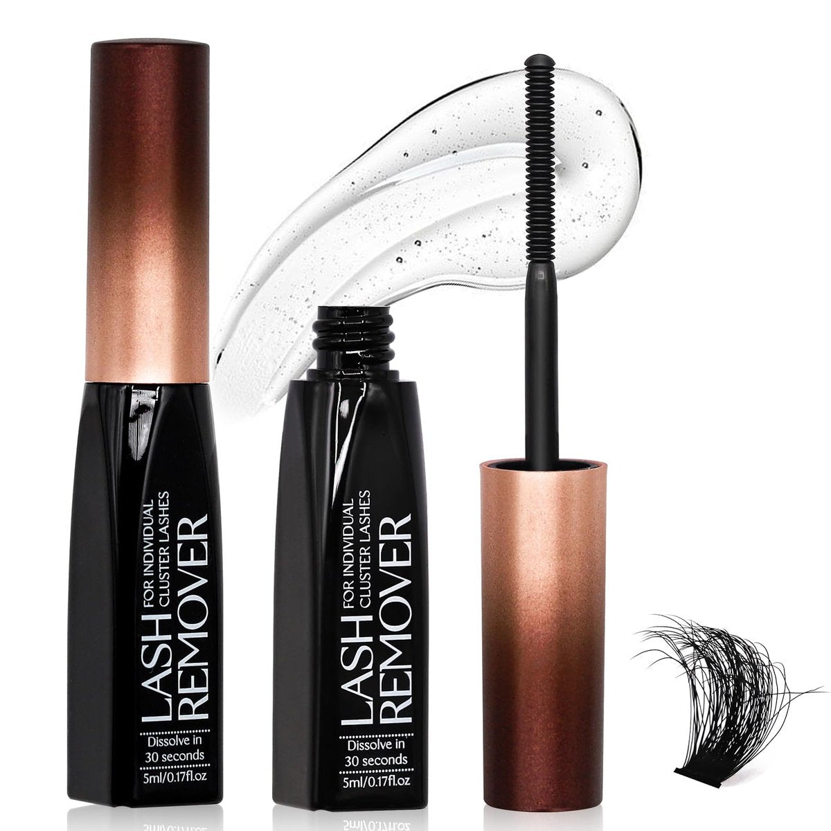 Pretty Memory Eyelash Glue Remover for Cluster & Individual Lashes – 5ml Gentle Liquid Remover with Spiral Brush for Precise Root Application, Fast Bond Dissolving in Seconds, At-Home Self Use Only - görsel 1