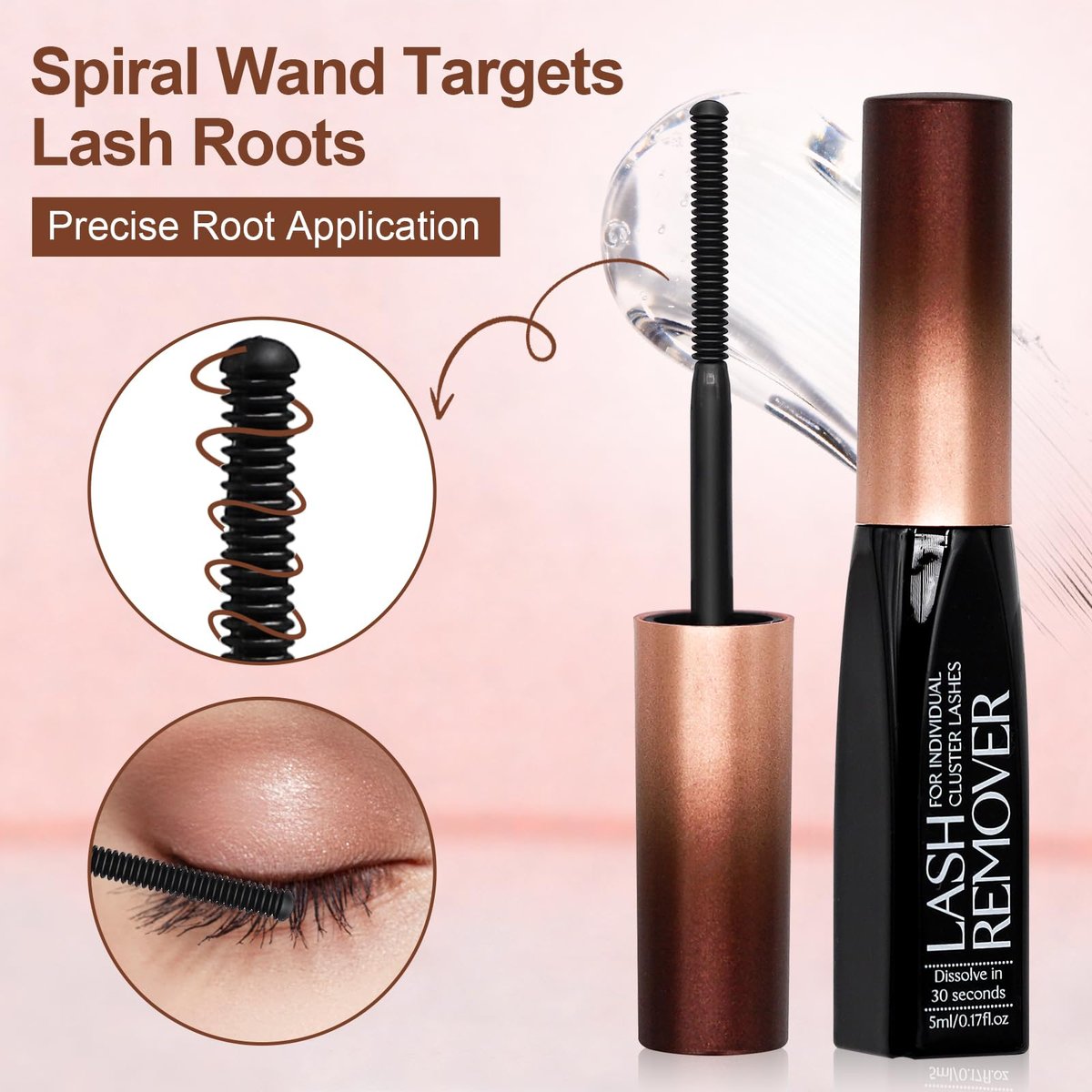 Pretty Memory Eyelash Glue Remover for Cluster & Individual Lashes – 5ml Gentle Liquid Remover with Spiral Brush for Precise Root Application, Fast Bond Dissolving in Seconds, At-Home Self Use Only - görsel 11