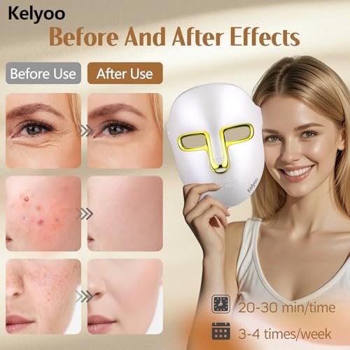 HSA FSA Red Light Therapy Face Mask – LED Light Therapy Mask with Red, Blue & Infrared Light for Anti-Aging & Blemish Repair Avelisse