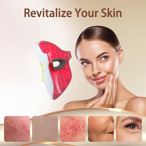 HSA FSA Red Light Therapy Face Mask – LED Light Therapy Mask with Red, Blue & Infrared Light for Anti-Aging & Blemish Repair Avelisse