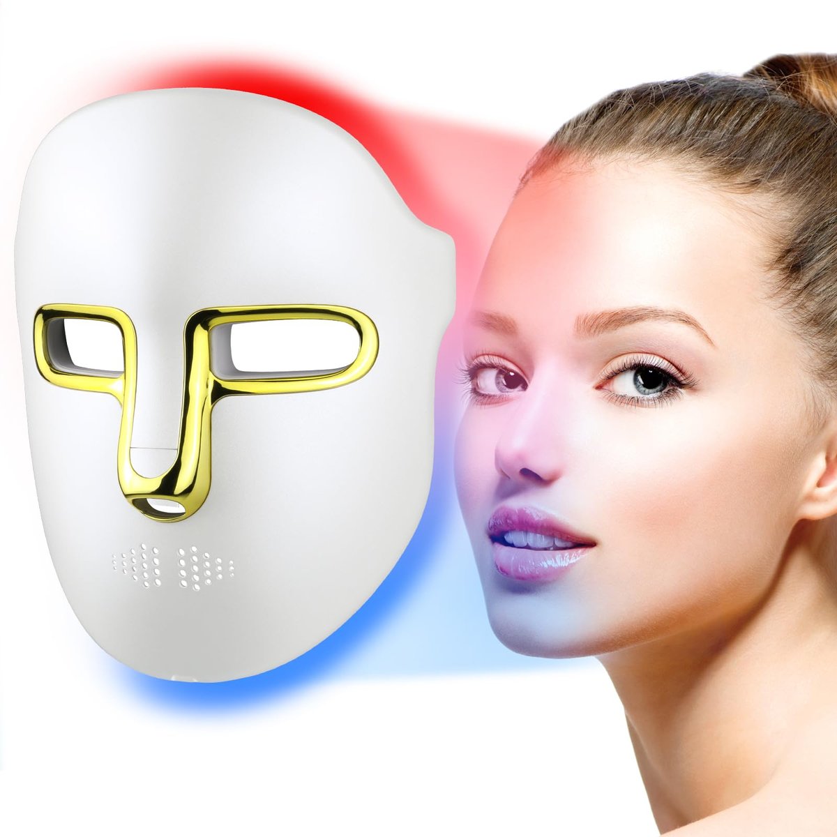 HSA FSA Red Light Therapy Face Mask – LED Light Therapy Mask with Red, Blue & Infrared Light for Anti-Aging & Blemish Repair Avelisse