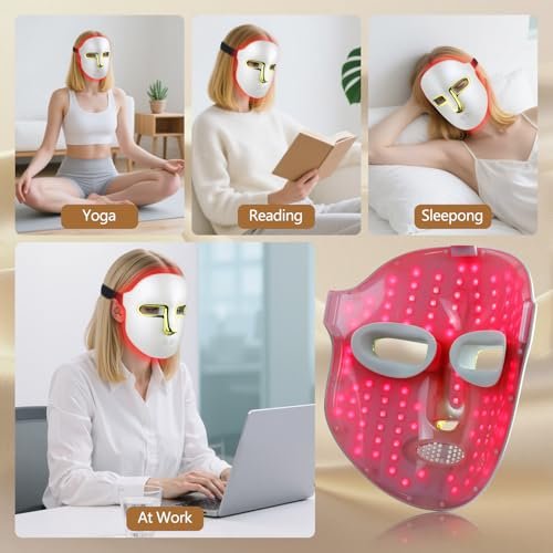 HSA FSA Red Light Therapy Face Mask – LED Light Therapy Mask with Red, Blue & Infrared Light for Anti-Aging & Blemish Repair Avelisse