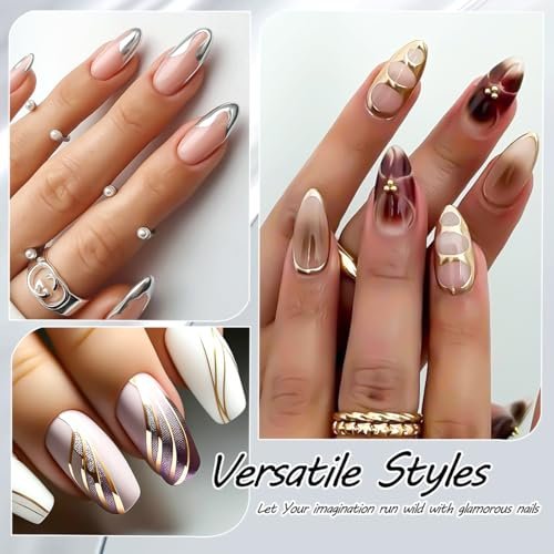 SUTOZMIWE 3D Metallic Chrome Gel Nail Polish Set – Gold, Silver & Rose Gold Mirror Effect, Soak-Off, 0.06 Fl Oz (Pack of 3) Avelisse
