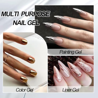 SUTOZMIWE 3D Metallic Chrome Gel Nail Polish Set – Gold, Silver & Rose Gold Mirror Effect, Soak-Off, 0.06 Fl Oz (Pack of 3) Avelisse