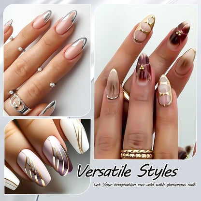 SUTOZMIWE 3D Metallic Chrome Gel Nail Polish Set – Gold, Silver & Rose Gold Mirror Effect, Soak-Off, 0.06 Fl Oz (Pack of 3) Avelisse