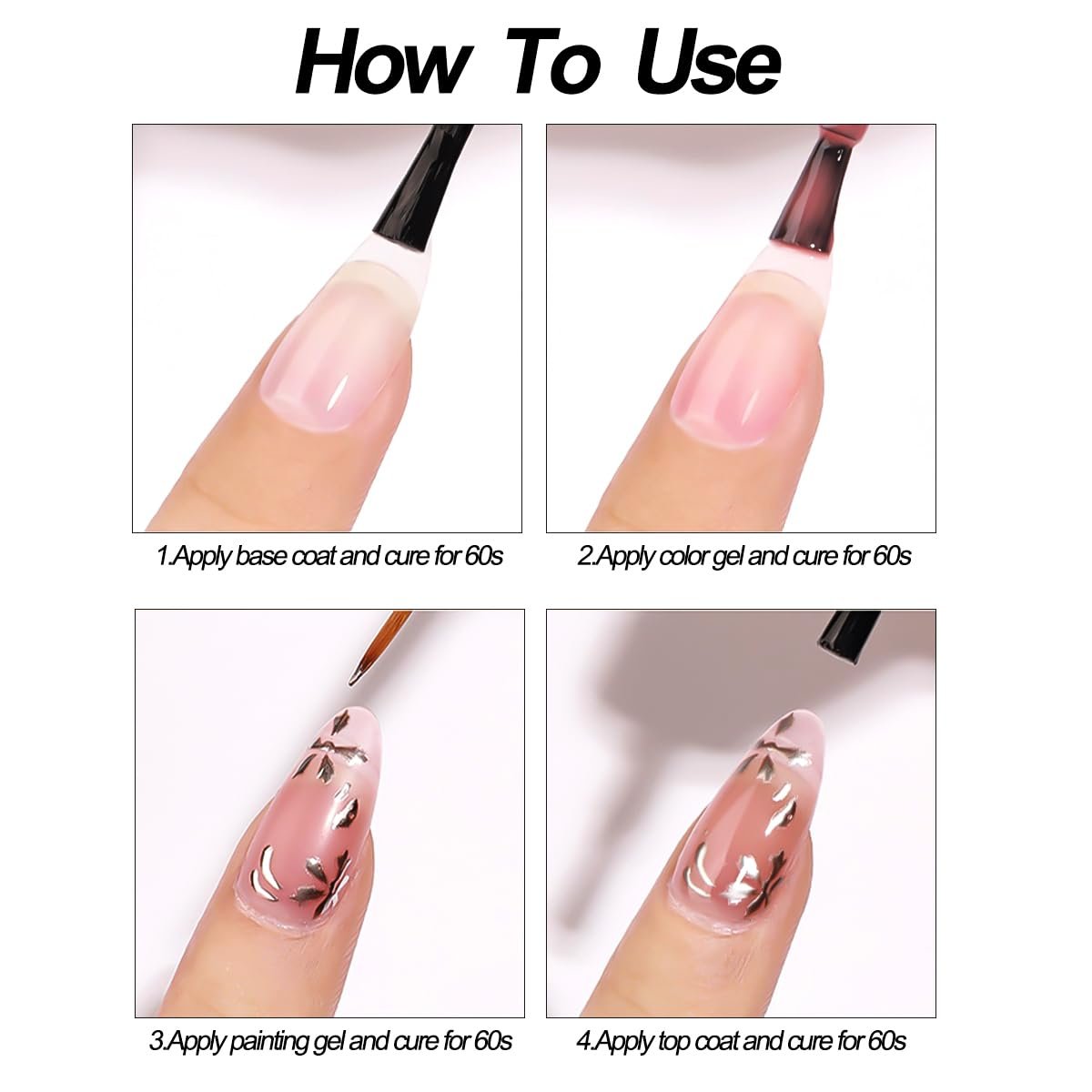 SUTOZMIWE 3D Metallic Chrome Gel Nail Polish Set – Gold, Silver & Rose Gold Mirror Effect, Soak-Off, 0.06 Fl Oz (Pack of 3) Avelisse