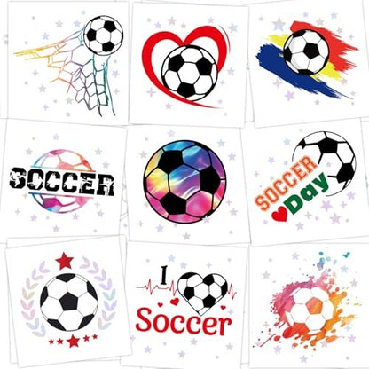 WorldBazaar Soccer Temporary Tattoos Bulk 210 Pcs Glitter Tattoos for Soccer Party Supplies, Birthday Goodie Bag Favors