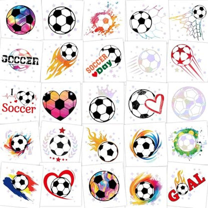 WorldBazaar Soccer Temporary Tattoos Bulk 210 Pcs Glitter Tattoos for Soccer Party Supplies, Birthday Goodie Bag Favors