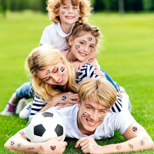 WorldBazaar Soccer Temporary Tattoos Bulk 210 Pcs Glitter Tattoos for Soccer Party Supplies, Birthday Goodie Bag Favors - görsel 8