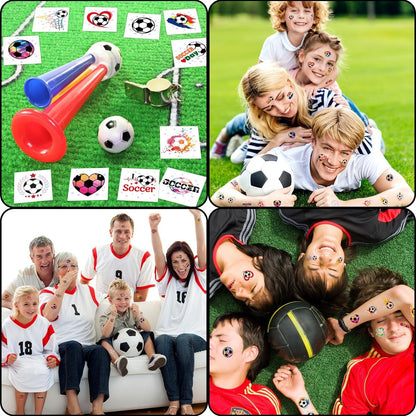 WorldBazaar Soccer Temporary Tattoos Bulk 210 Pcs Glitter Tattoos for Soccer Party Supplies, Birthday Goodie Bag Favors