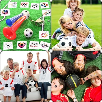 WorldBazaar Soccer Temporary Tattoos Bulk 210 Pcs Glitter Tattoos for Soccer Party Supplies, Birthday Goodie Bag Favors