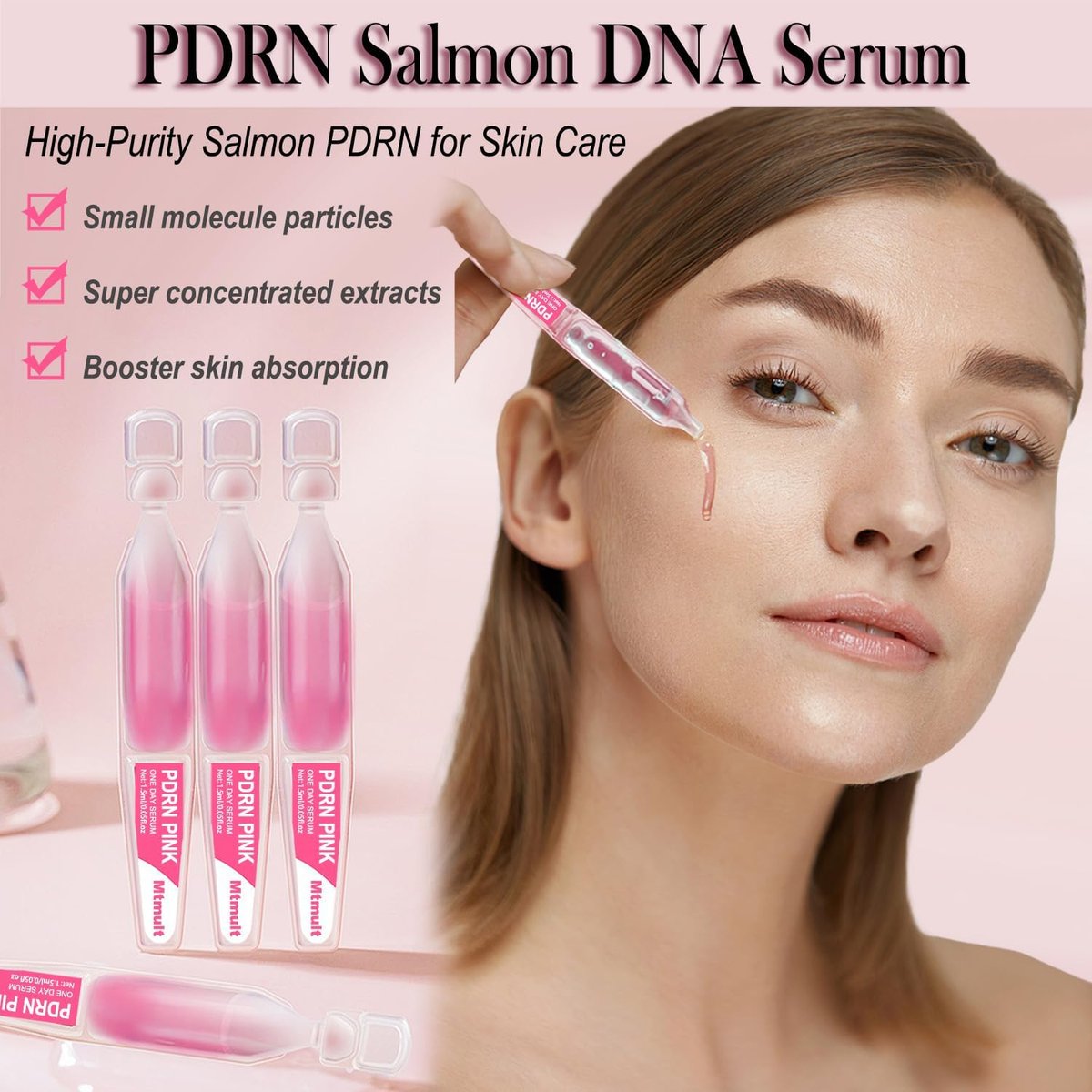 Mtmult Salmon PDRN Serum - Intense Firming, Repairing, Moisturizing with Collagen, Glutathione, Hyaluronic Acid (0.05 fl.oz x 10) Avelisse