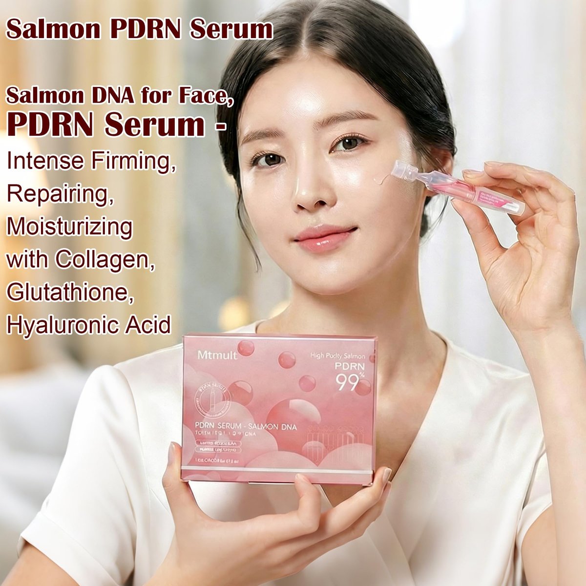 Mtmult Salmon PDRN Serum - Intense Firming, Repairing, Moisturizing with Collagen, Glutathione, Hyaluronic Acid (0.05 fl.oz x 10) Avelisse