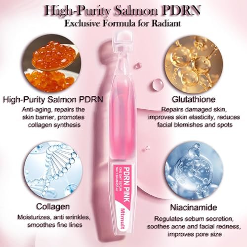 Mtmult Salmon PDRN Serum - Intense Firming, Repairing, Moisturizing with Collagen, Glutathione, Hyaluronic Acid (0.05 fl.oz x 10) Avelisse
