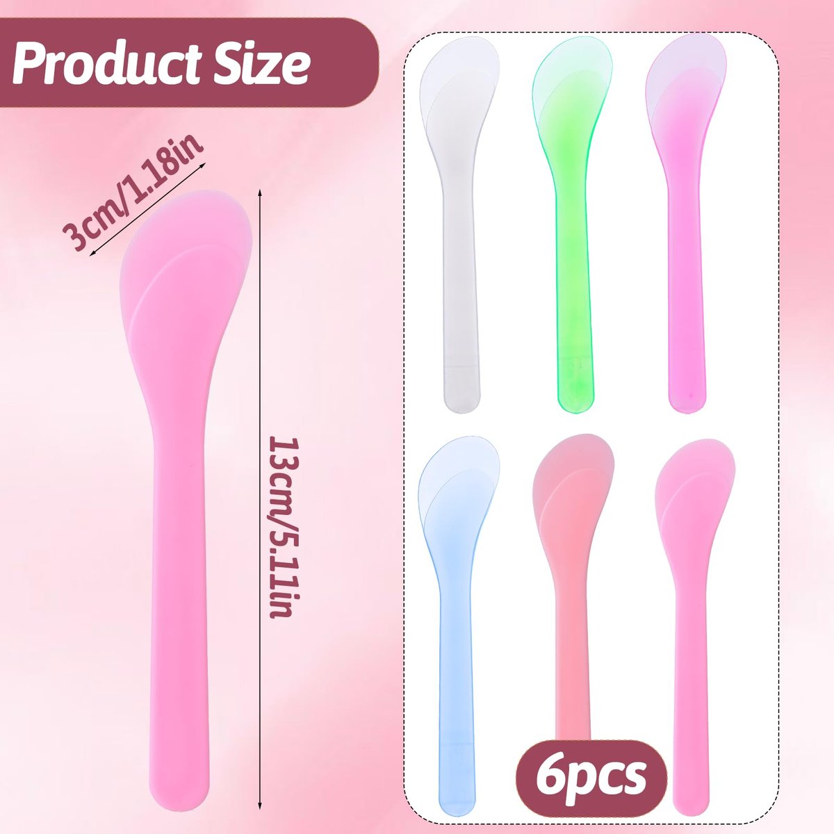 Alrhso 6-Pack Makeup Scoops Spatulas - Reusable Plastic Beauty Spoons for Creams, Lotions, and Mask Mixing - görsel 3