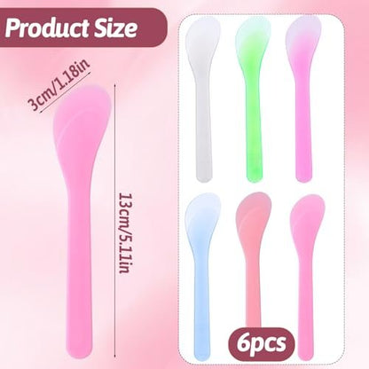 Alrhso 6-Pack Makeup Scoops Spatulas - Reusable Plastic Beauty Spoons for Creams, Lotions, and Mask Mixing