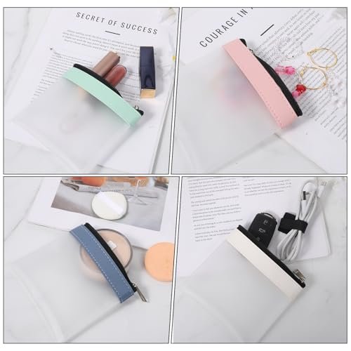 4 Pcs Clear Mini Makeup Zipper Pouch Set - Small Waterproof Cosmetic Bags for Travel, Coin Purse, & Daily Organizing (4.9x4.5 inch) Avelisse