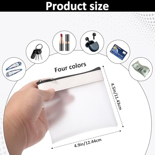 4 Pcs Clear Mini Makeup Zipper Pouch Set - Small Waterproof Cosmetic Bags for Travel, Coin Purse, & Daily Organizing (4.9x4.5 inch) Avelisse