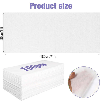 100 Pack 31.5" x 71" Disposable Massage Bed Cover - White Non-Woven Fabric Waterproof Breathable Sheets for Spa & Beauty Avelisse