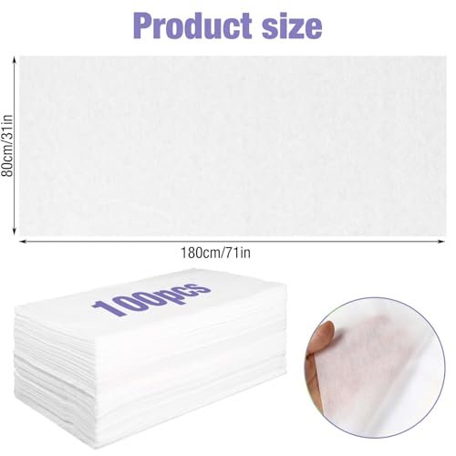 100 Pack 31.5" x 71" Disposable Massage Bed Cover - White Non-Woven Fabric Waterproof Breathable Sheets for Spa & Beauty Avelisse