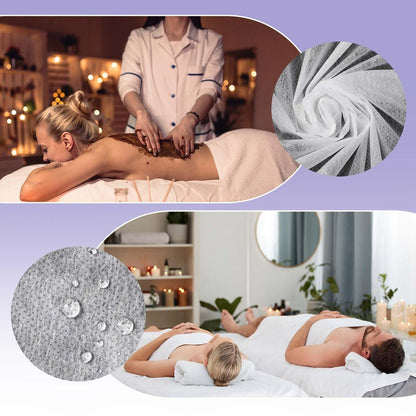 100 Pack 31.5" x 71" Disposable Massage Bed Cover - White Non-Woven Fabric Waterproof Breathable Sheets for Spa & Beauty Avelisse