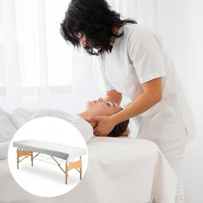100 Pack 31.5" x 71" Disposable Massage Bed Cover - White Non-Woven Fabric Waterproof Breathable Sheets for Spa & Beauty Avelisse