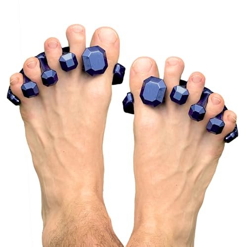 YogaToes Gems Toe Separators for Men – Metallic Blue – Gel Toe Stretcher for Pain Relief & Athletic Performance (Shoe Size 7 & Up) Avelisse