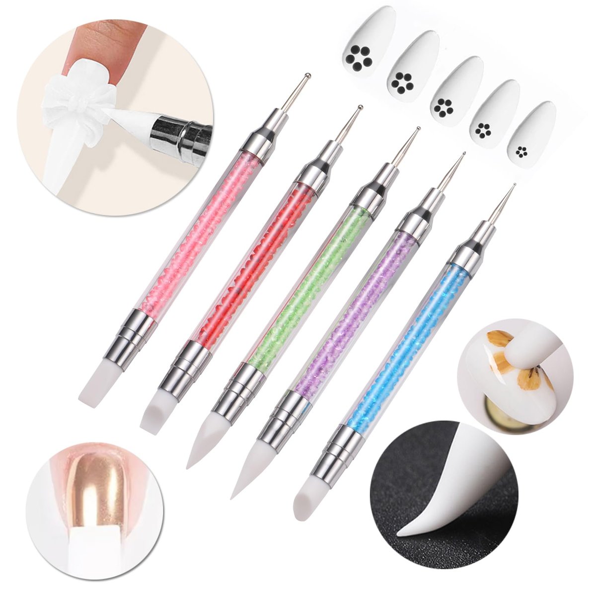 15-Piece Nail Art Brush Set + Nail Stand & 96 Reusable Putty - Complete DIY Nail Art Tools Kit Avelisse
