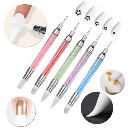 15-Piece Nail Art Brush Set + Nail Stand & 96 Reusable Putty - Complete DIY Nail Art Tools Kit Avelisse