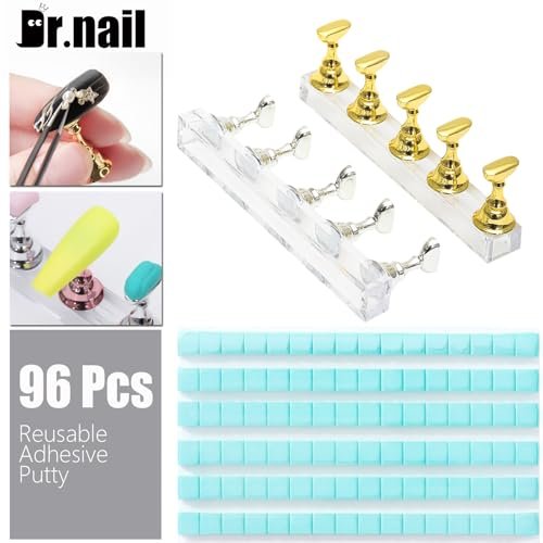 15-Piece Nail Art Brush Set + Nail Stand & 96 Reusable Putty - Complete DIY Nail Art Tools Kit Avelisse