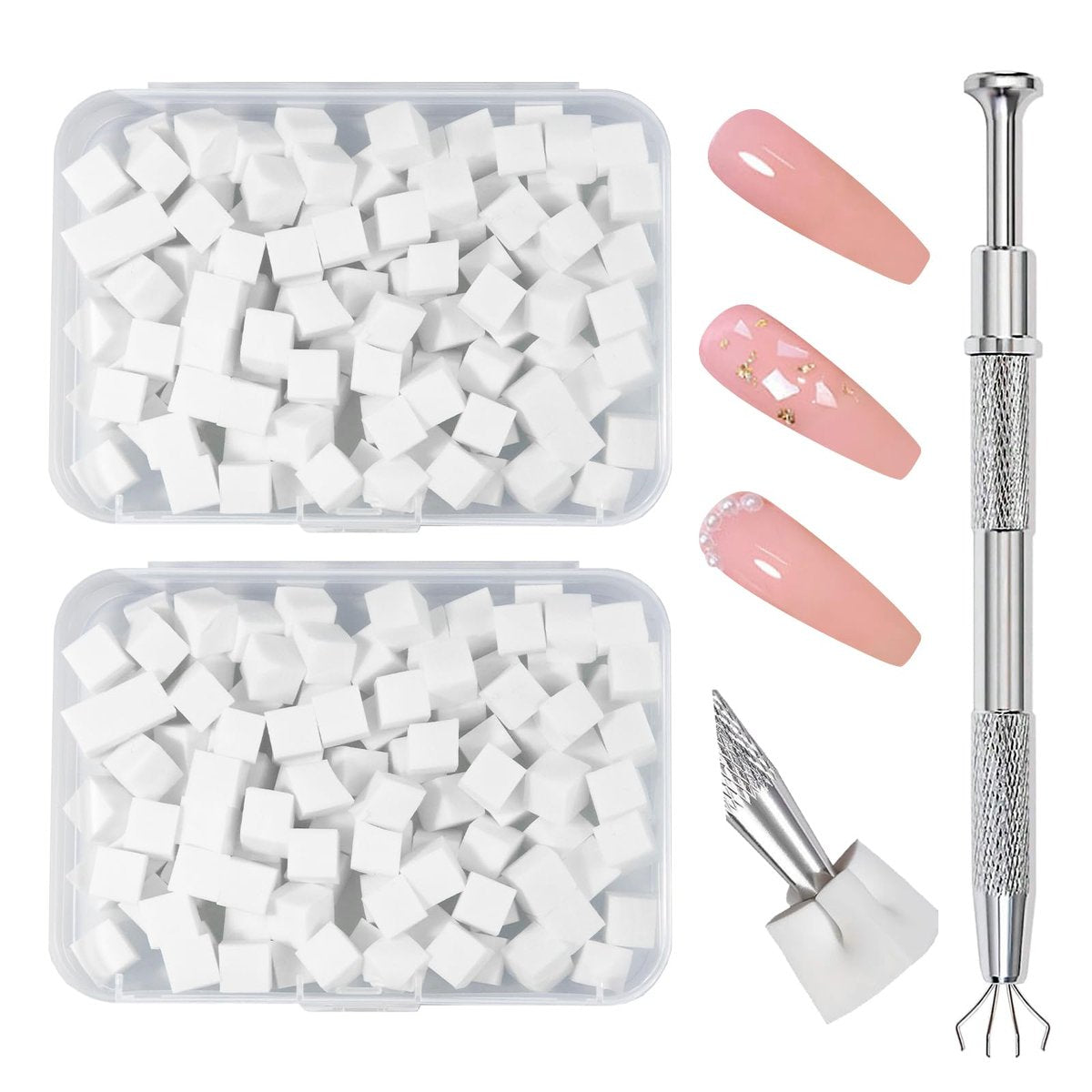 Hasakhi 200Pcs Nail Sponges for Ombre with Grabbing Pen - Soft Nail Art Sponges for Blooming Nails, Manicure Nail Art Tools for Home and Salon - görsel 2