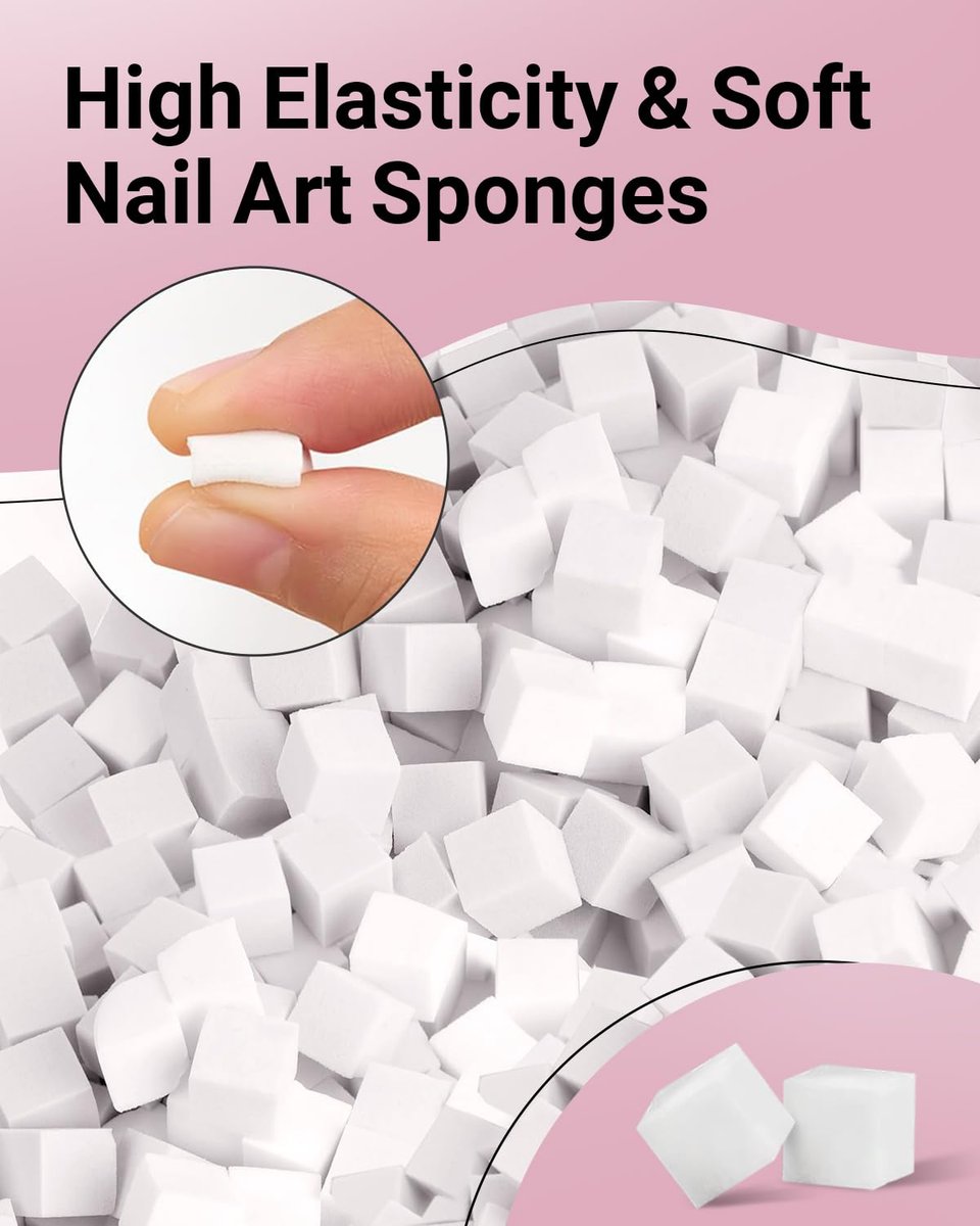 Hasakhi 200Pcs Nail Sponges for Ombre with Grabbing Pen - Soft Nail Art Sponges for Blooming Nails, Manicure Nail Art Tools for Home and Salon - görsel 4