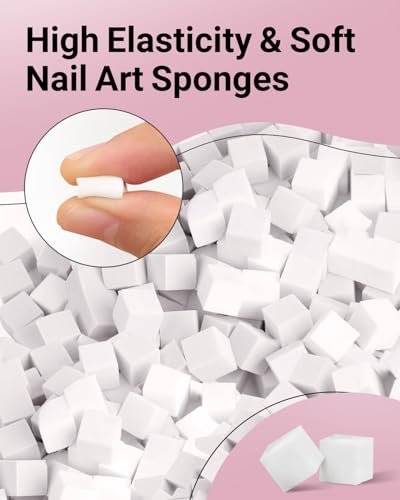 Hasakhi 200Pcs Nail Sponges for Ombre with Grabbing Pen - Soft Nail Art Sponges for Blooming Nails, Manicure Nail Art Tools for Home and Salon - görsel 3