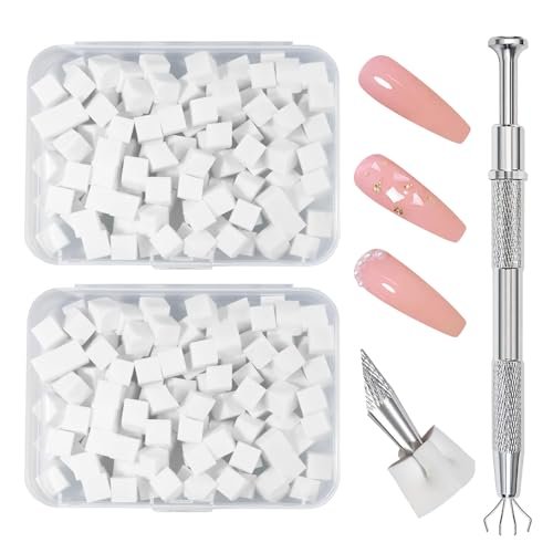 Hasakhi 200Pcs Nail Sponges for Ombre with Grabbing Pen - Soft Nail Art Sponges for Blooming Nails, Manicure Nail Art Tools for Home and Salon - görsel 1