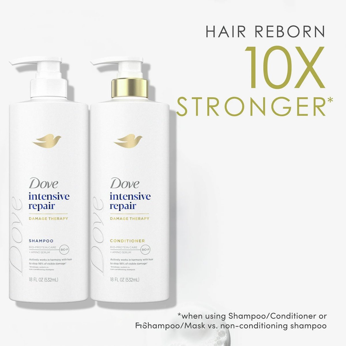 Dove Damage Therapy Intensive Repair Shampoo, Conditioner & Serum Set – Bio-Protein Care for Dry, Damaged Hair (3 Piece Set, 13.1 Fl Oz Each) Avelisse