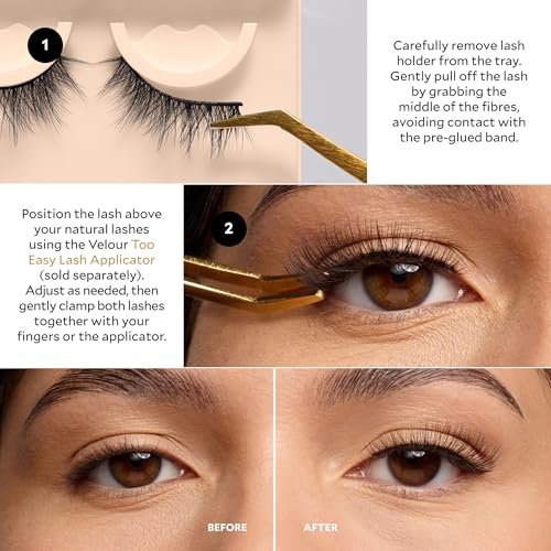 Velour Effortless Self Adhesive Eyelashes (2-Pack) – Reusable Pre Glued Strip Lashes, No Trim Needed, Press On Lashes No Glue, Lightweight Faux Mink Avelisse