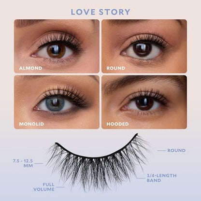 Velour Effortless Self Adhesive Eyelashes (2-Pack) – Reusable Pre Glued Strip Lashes, No Trim Needed, Press On Lashes No Glue, Lightweight Faux Mink Avelisse