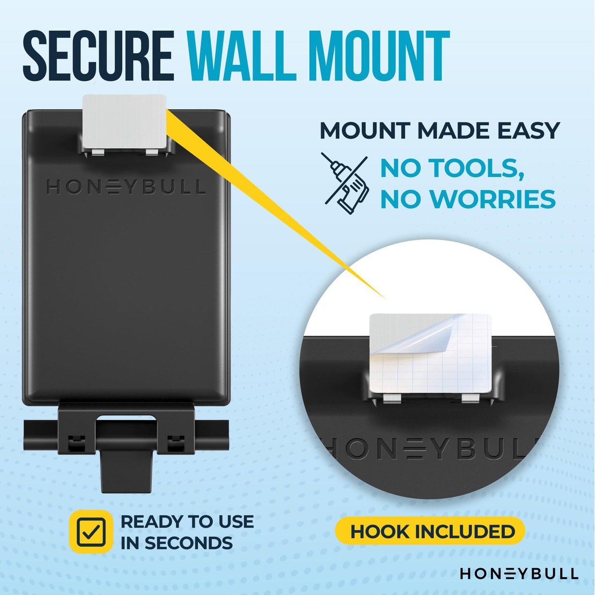 HONEYBULL Fogless Shower Mirror for Shaving – Anti Fog Mirror for Shower with Water Tank, Adhesive Hook Mount, Bonus Razor Holder & Squeegee – for Men and Women, Small Bathroom Accessory (Black) - görsel 11