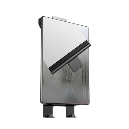 HONEYBULL Fogless Shower Mirror for Shaving – Anti Fog Mirror for Shower with Water Tank, Adhesive Hook Mount, Bonus Razor Holder & Squeegee – for Men and Women, Small Bathroom Accessory (Black)