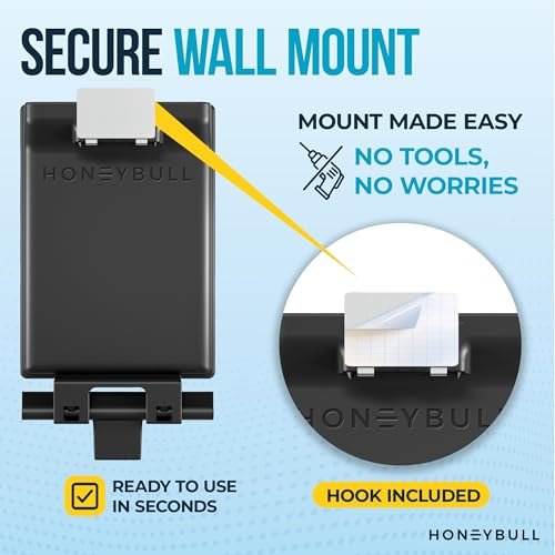 HONEYBULL Fogless Shower Mirror for Shaving – Anti Fog Mirror for Shower with Water Tank, Adhesive Hook Mount, Bonus Razor Holder & Squeegee – for Men and Women, Small Bathroom Accessory (Black) - görsel 12