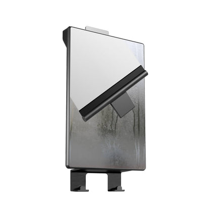 HONEYBULL Fogless Shower Mirror for Shaving – Anti Fog Mirror for Shower with Water Tank, Adhesive Hook Mount, Bonus Razor Holder & Squeegee – for Men and Women, Small Bathroom Accessory (Black)