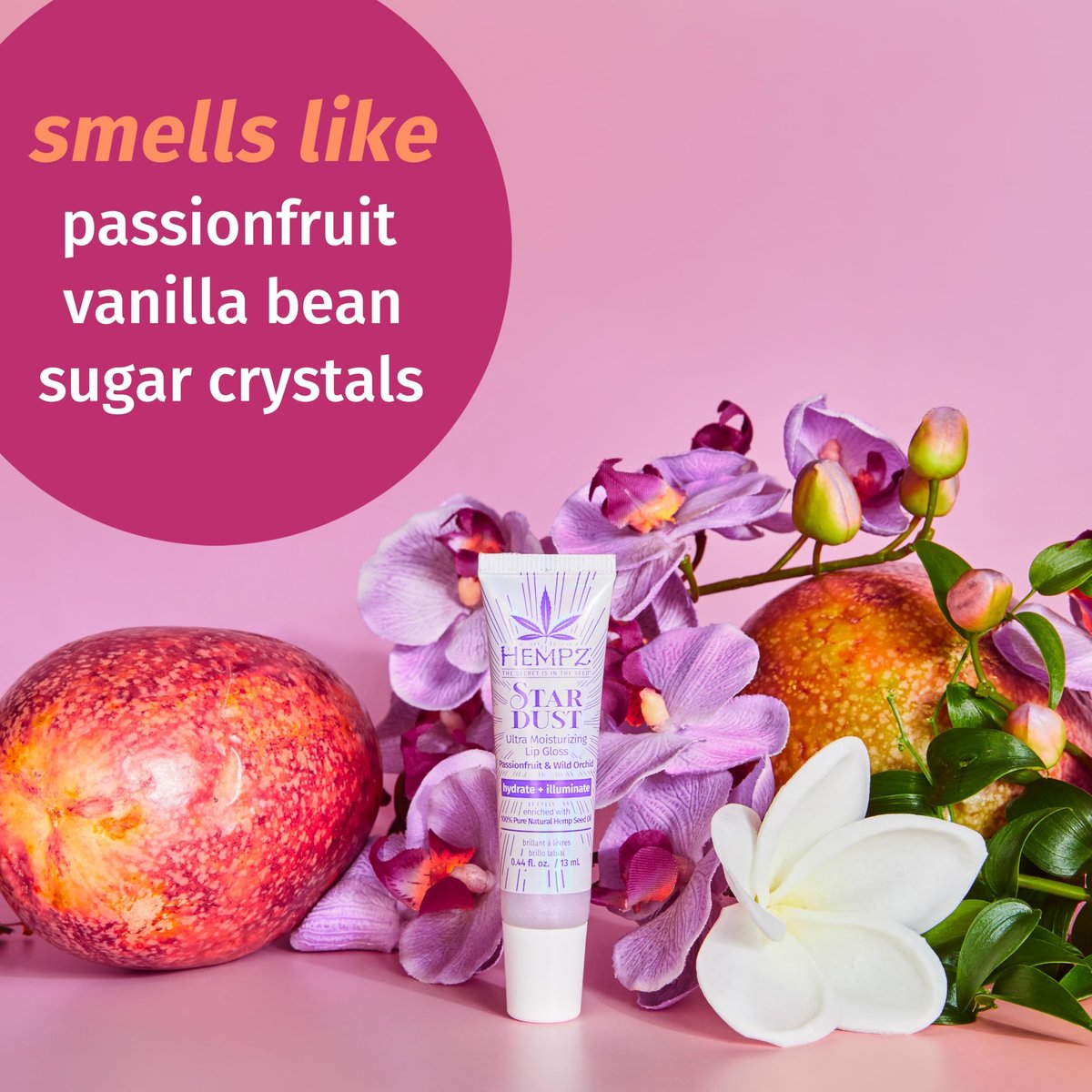 Hempz Star Dust Lip Gloss - Iridescent Glow Shimmer Lip Balm with Passionfruit & Wild Orchid, Hydrating .44 oz - görsel 3