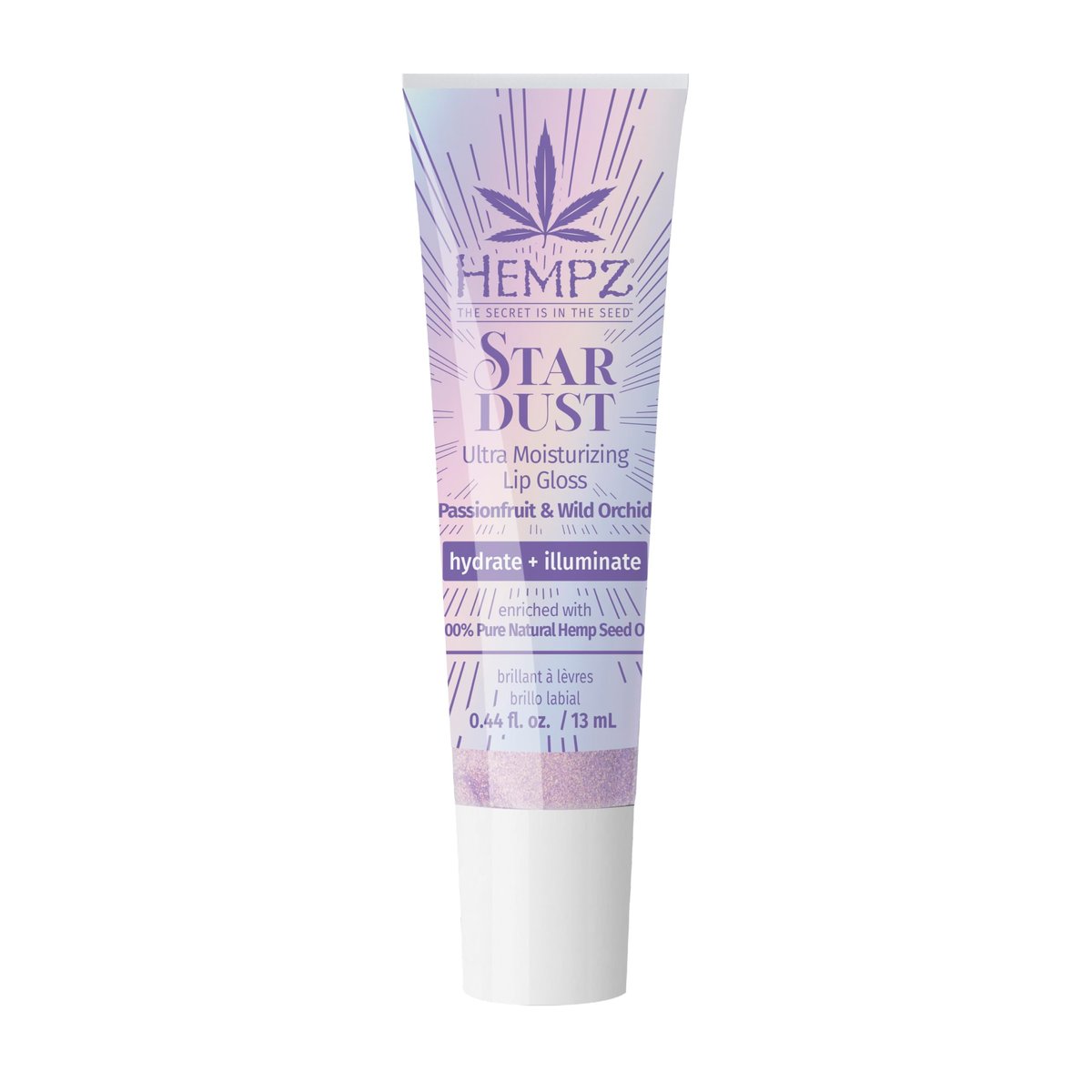 Hempz Star Dust Lip Gloss - Iridescent Glow Shimmer Lip Balm with Passionfruit & Wild Orchid, Hydrating .44 oz - görsel 1