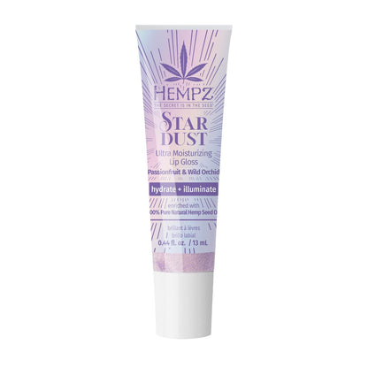 Hempz Star Dust Lip Gloss - Iridescent Glow Shimmer Lip Balm with Passionfruit & Wild Orchid, Hydrating .44 oz