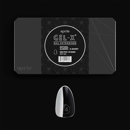 Apres Gel-X Soft Gel Tip Box | Natural Almond Extra Short | 500pc Nail Tips (Sizes 00-9) – Premium Clear Gel Nail Extensions Avelisse