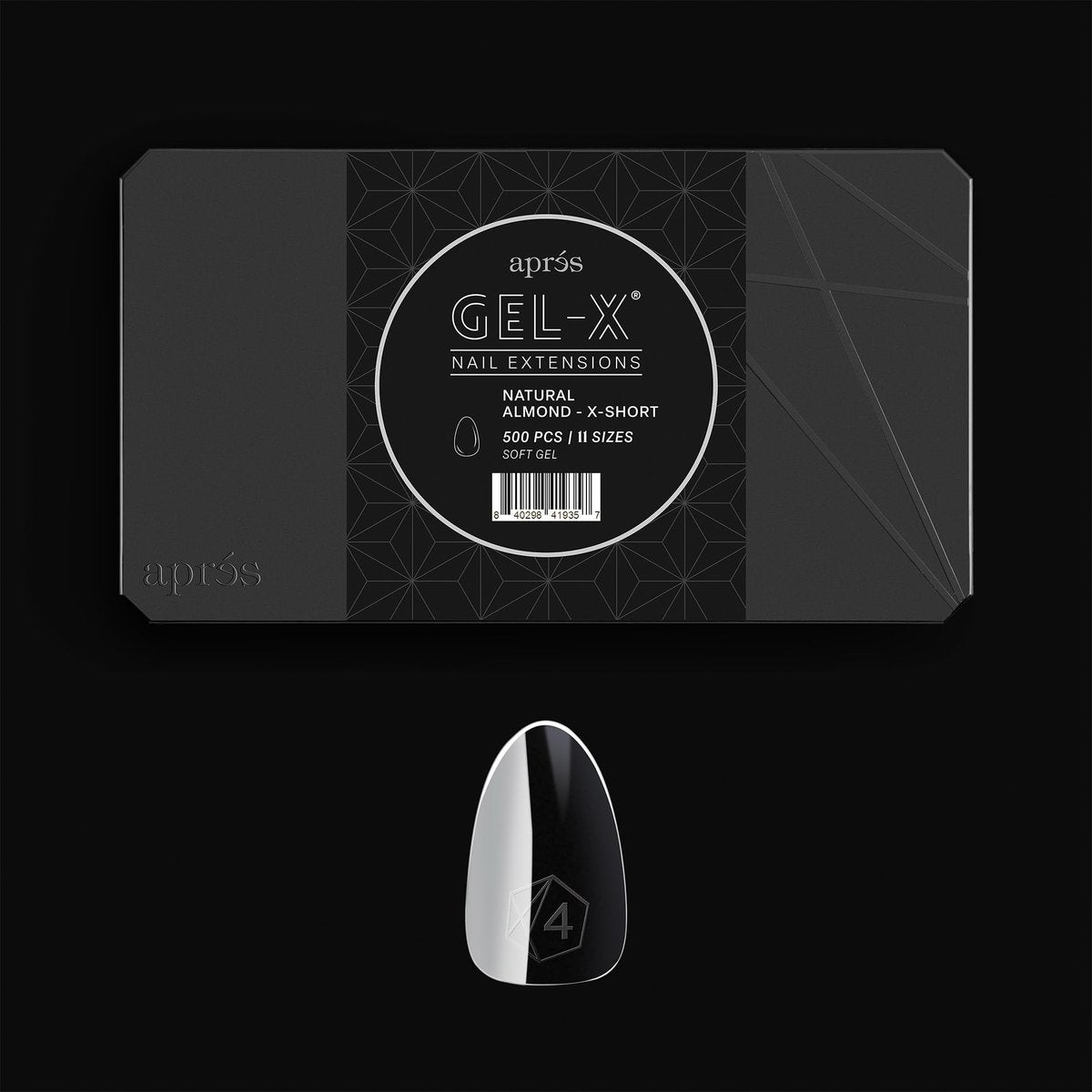 Apres Gel-X Soft Gel Tip Box | Natural Almond Extra Short | 500pc Nail Tips (Sizes 00-9) – Premium Clear Gel Nail Extensions Avelisse