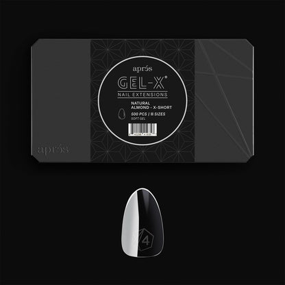 Apres Gel-X Soft Gel Tip Box | Natural Almond Extra Short | 500pc Nail Tips (Sizes 00-9) – Premium Clear Gel Nail Extensions Avelisse
